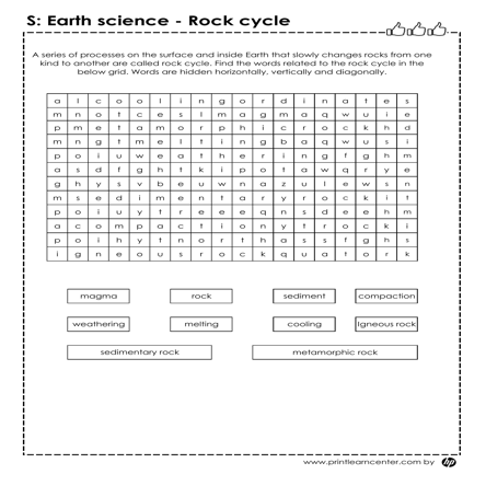 Rocks And Rock Cycle Word Search Rock Cycle Rap Lyrics